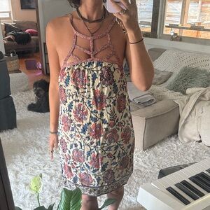 Boho Floral Strappy Mini Dress